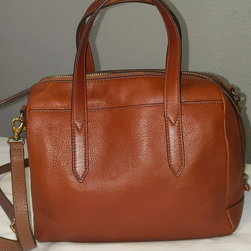 Fossil Sydney satchel crossbody bag tote brown - Picture 6 of 9